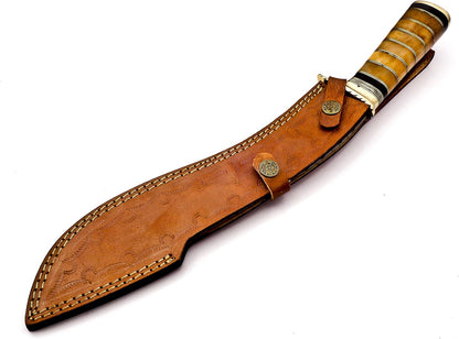 Delta :Handmade Damascus steel 15" Kukri knife-Damascus Steel Knife-for Outdoor & indoor Survivals