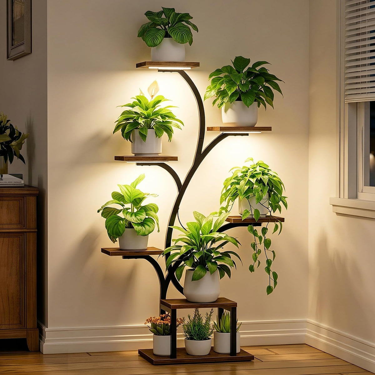 BACEKOLL Plant Stand Indoor with Grow Light, 7 Tier 49" Lighted Plant Shelf
