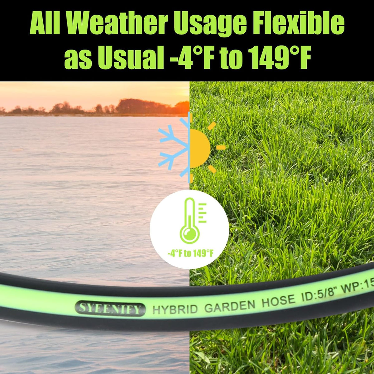 SYEENIFY Garden Leader Hose 5/8 in. x 6 ft Short Water Hose Male/Female Heavy Duty Hybrid Garden