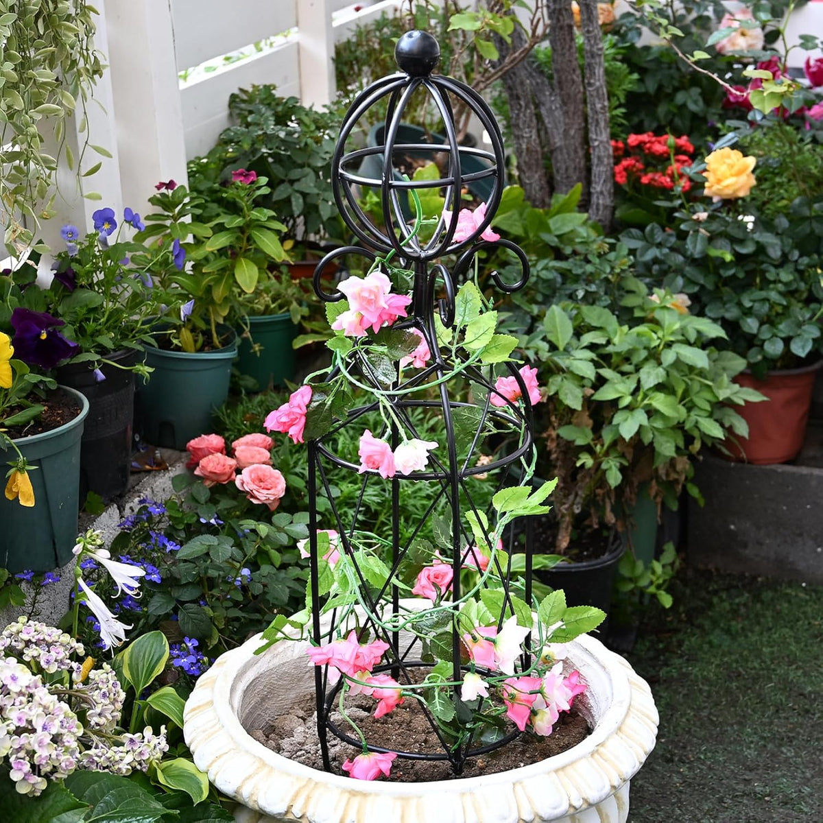 Garden Obelisk Trellis for Climbing Plants - 27.1" x 7.8" -Durable Metal Design, Rust-Proof, Ideal