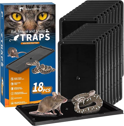 LULUCATCH Glue Mouse Traps Indoor for Home 18 Pack, Pre-Baited Sticky Plastic Glue Boards for
