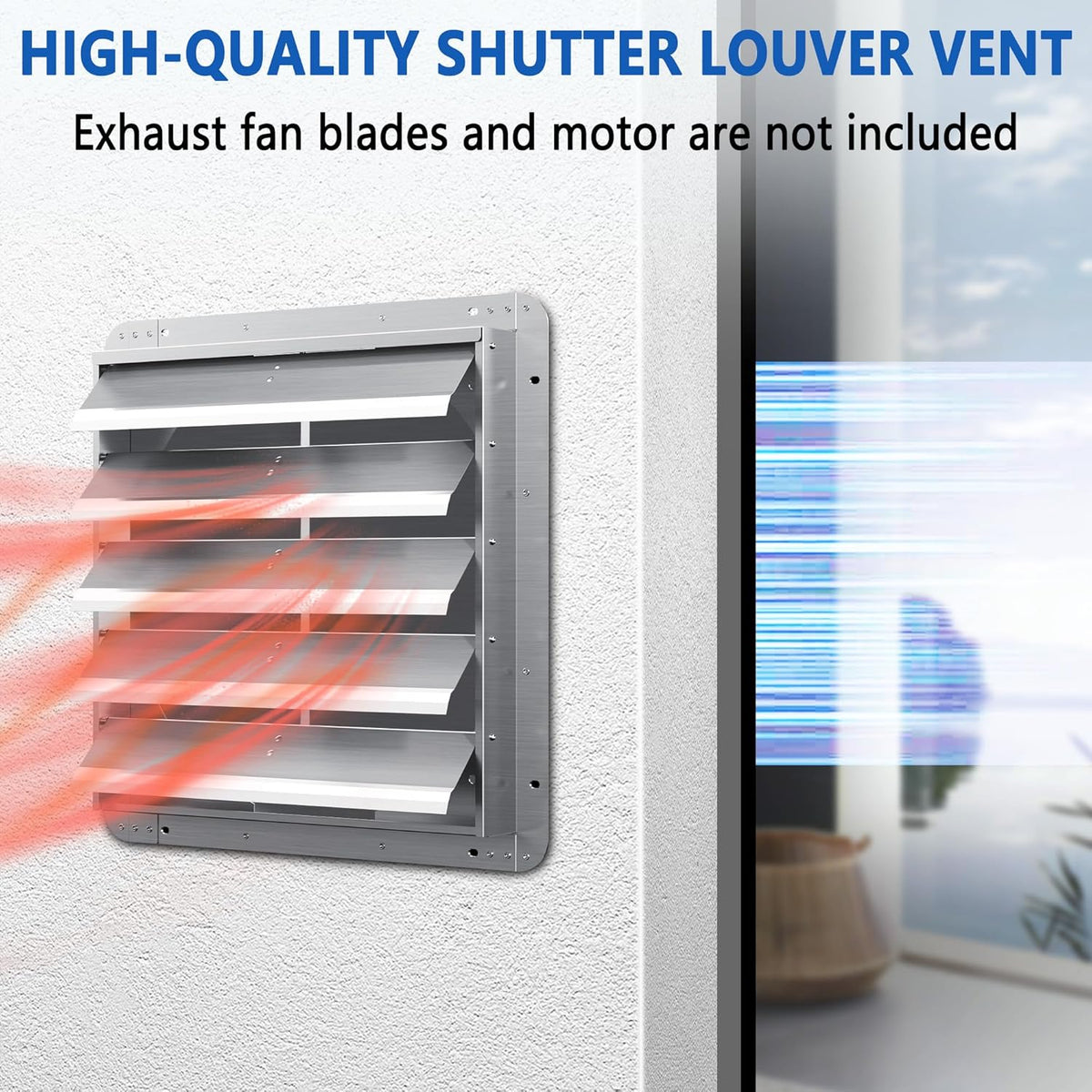 20 Inch Galvanized Shutter Exhaust Louver Vent, Automatic Gravity Shutter Louver Vent for Home