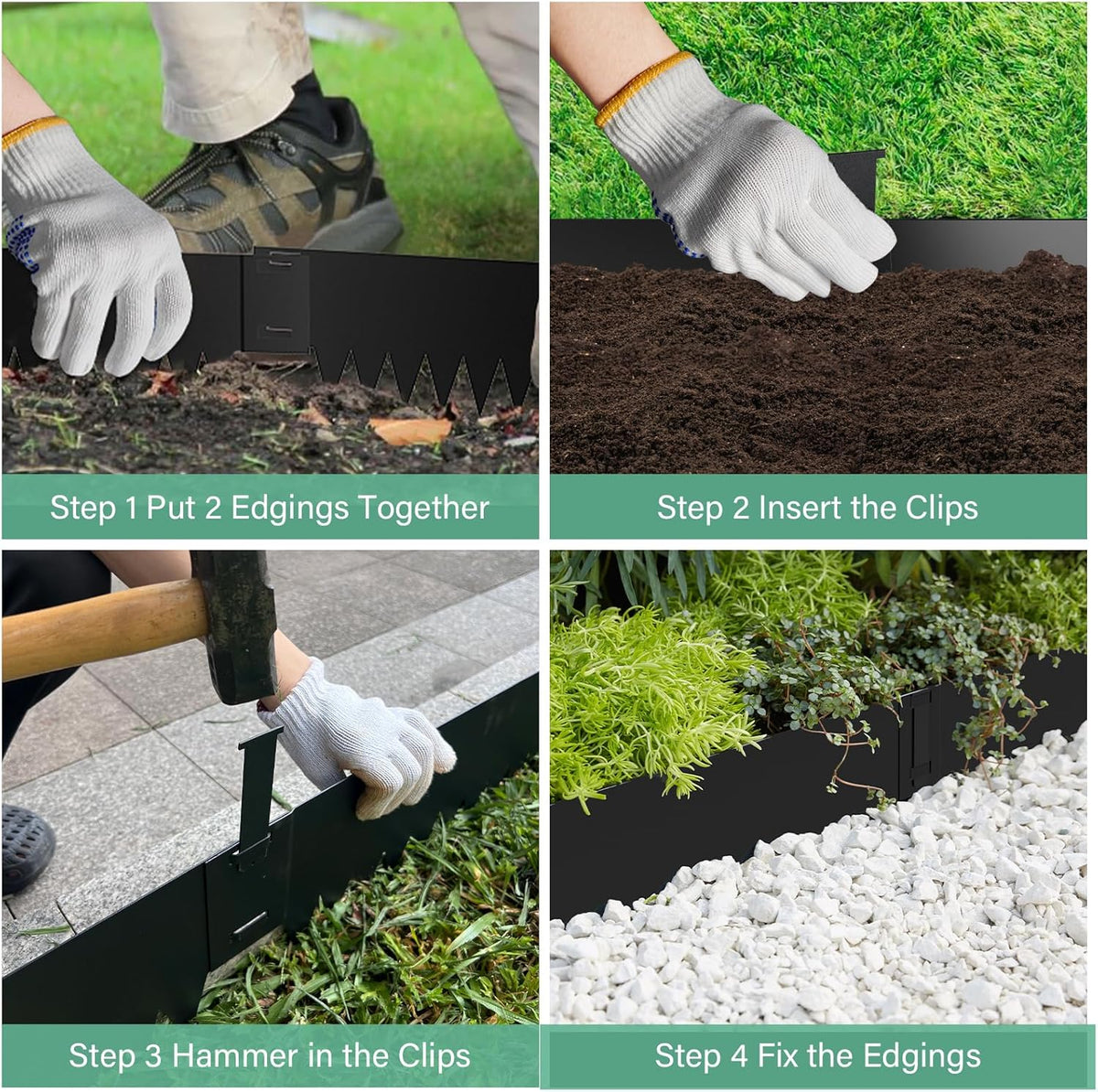 Metal Landscape Edging 6-Pack, Galvanized Steel Garden Edging - 40" L x 6" H Strips - Metal Edging