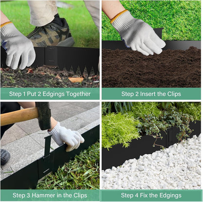Metal Landscape Edging 6-Pack, Galvanized Steel Garden Edging - 40" L x 6" H Strips - Metal Edging