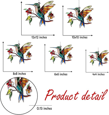 Hummingbird and Flower Acrylic Suncatcher Stained Glass Effect Window Car Hanging Christmas