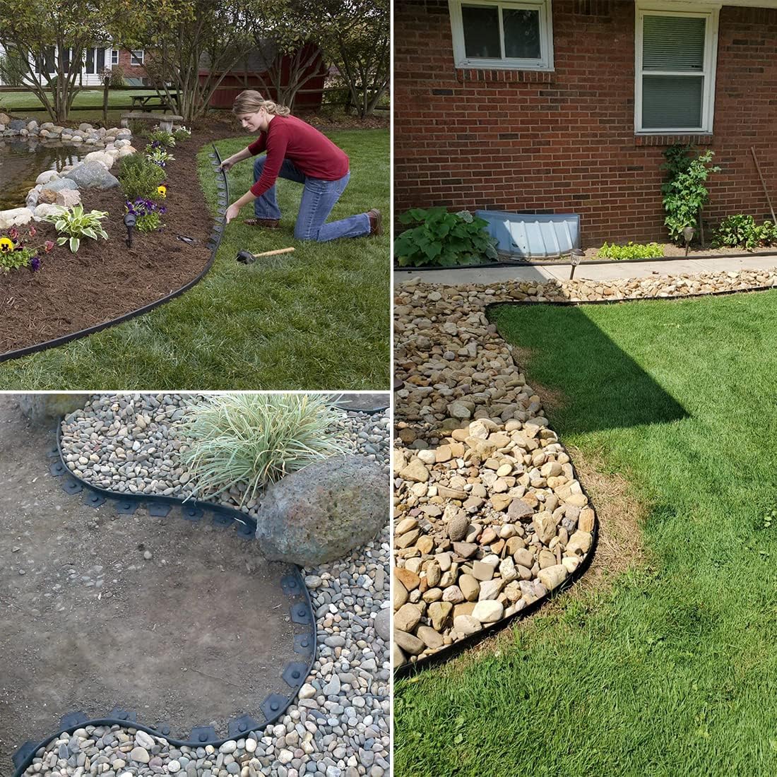 Garden Edging Borders 66FT,Landscape Edging Black[Extra Tall 4IN High] with 60pcs Stakes,Lawn