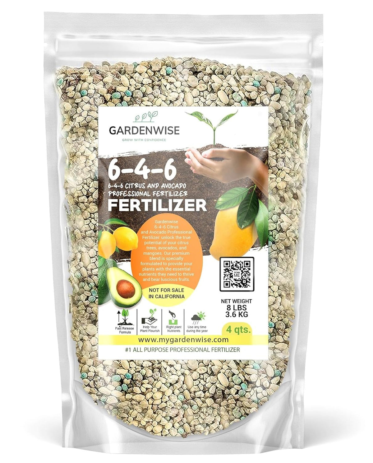 6-4-6 Avocado and Citrus Tree Professional Fertilizer Plant Food for Outdoor/Indoor Gardening;