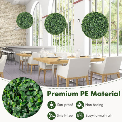Goplus 2 PCS 16 Inch Artificial Plant Topiary Ball, Round Faux Boxwood Balls Outdoor, Fake Plant