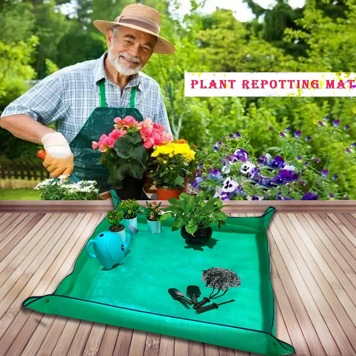 BIUWING Plant Repotting Mat,Waterproof Transplanting Mat,Foldable Indoor Succulent Potting Mat for