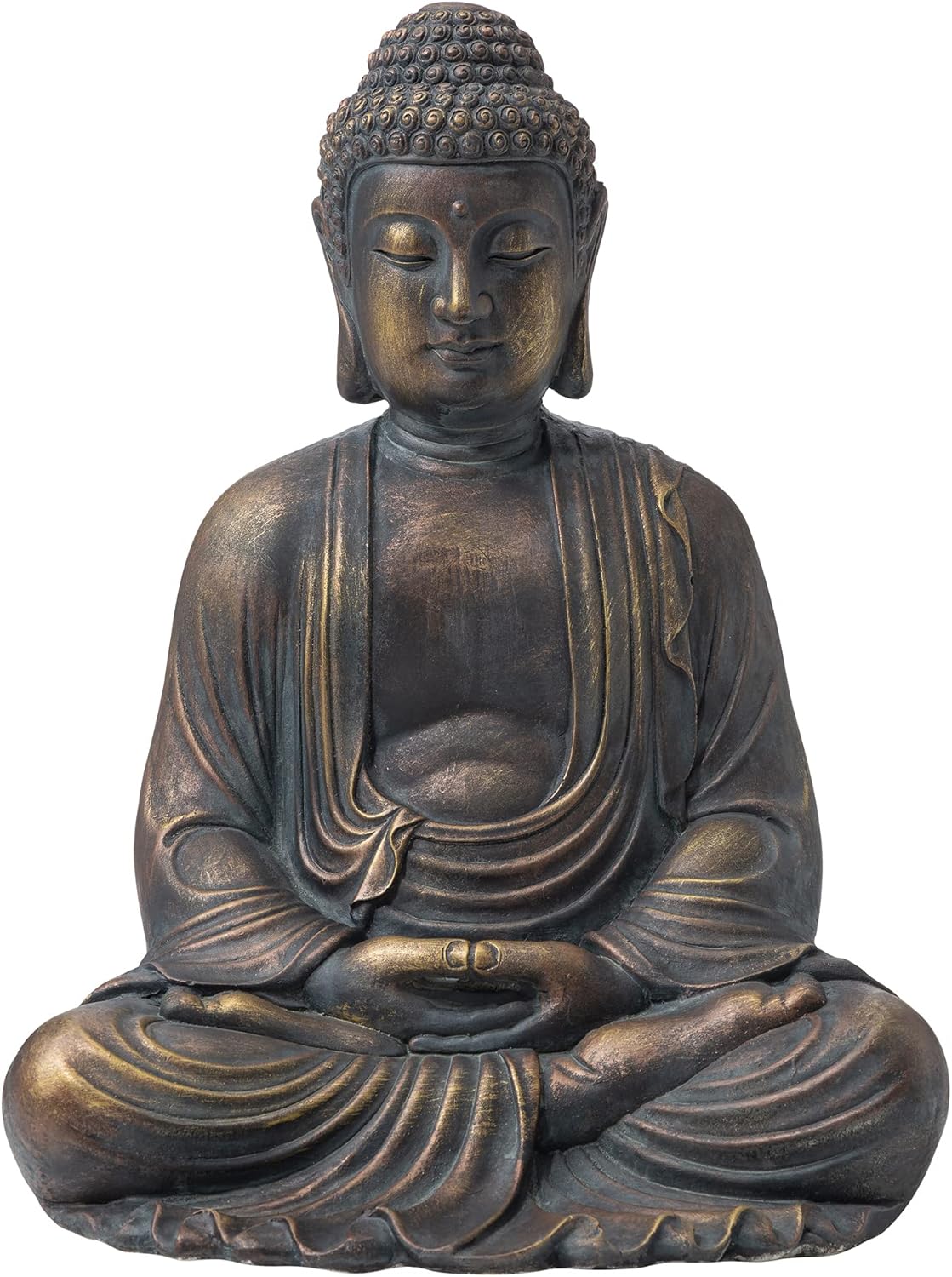 Glitzhome GH20384 22.75" Indoor Outdoor Sitting Meditating Buddha Zen Statue, 22.75 Inch Tall