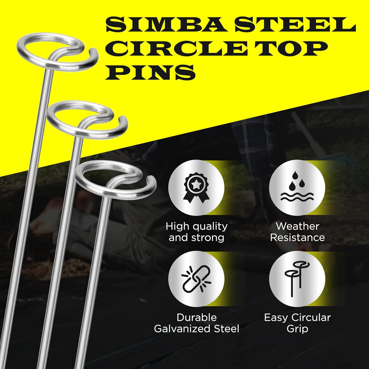 8 Gauge Circle Top Lanscape Pins - 25 Pack x 6 Inch Galvanised, Heavy Duty, Not Easy to Bend