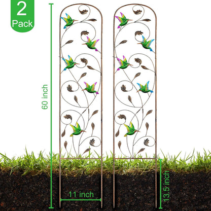 SUNNYPARK Set of 2 Hummingbird Metal Garden Trellis for Climbing Plants, Decorative Vegetables