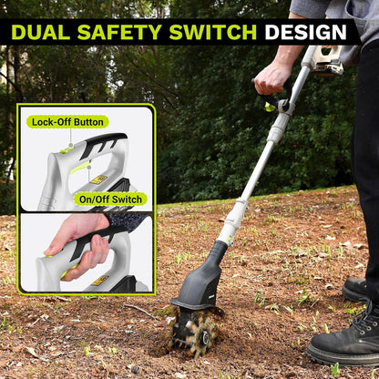 Cordless Electric Garden Tiller: DEKOPRO Power Cultivator for Effortless Soil Cultivation in Flower