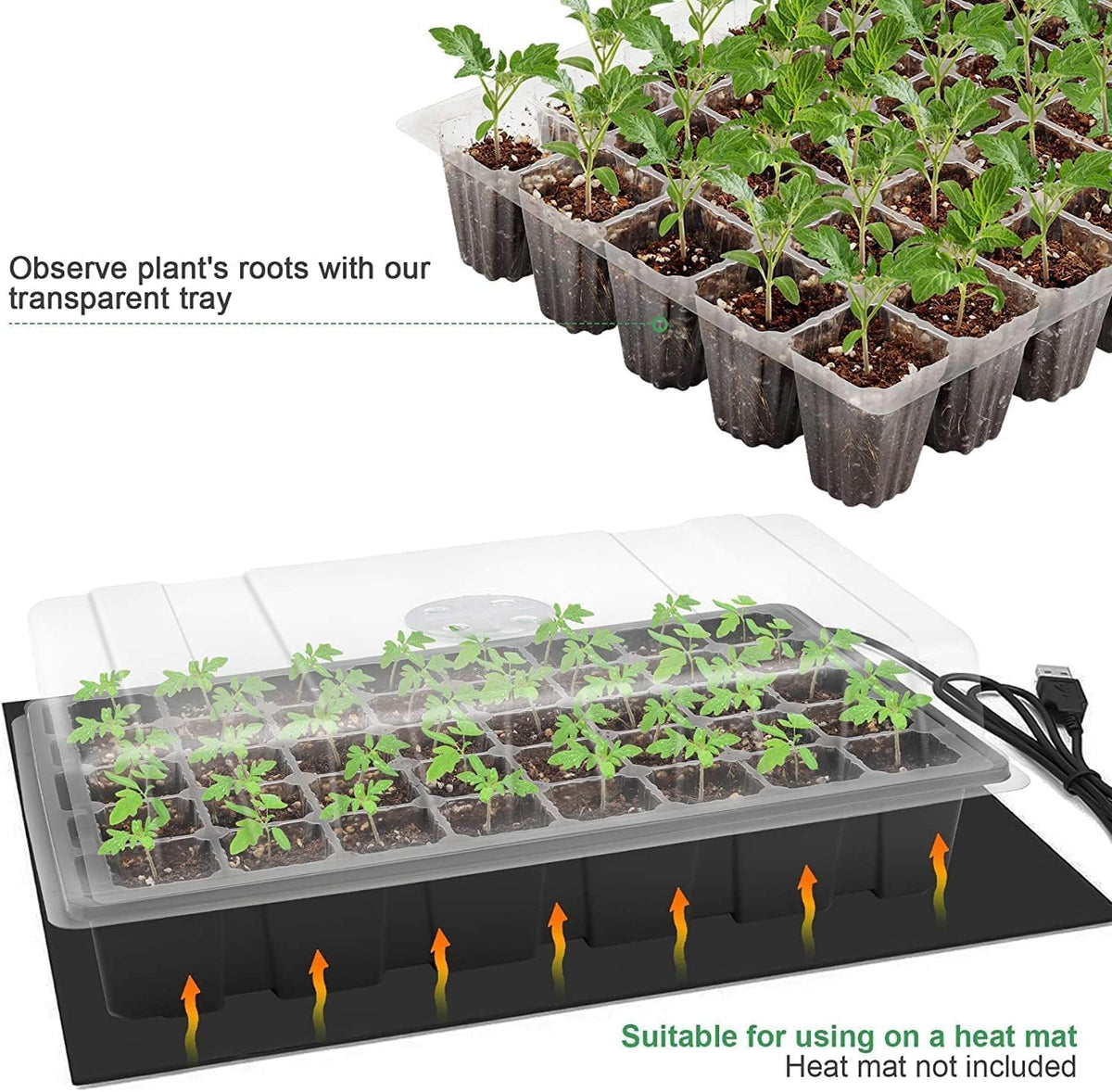 MIXC Seedling Trays Seed Starter Tray, 5-Pack Mini Propagator Plant Grow Kit Greenhouse with
