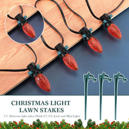 Jetec 200 Pieces Christmas Light Stakes Universal Yard Lawn Holiday 7.5 Inches Light Ground Stakes