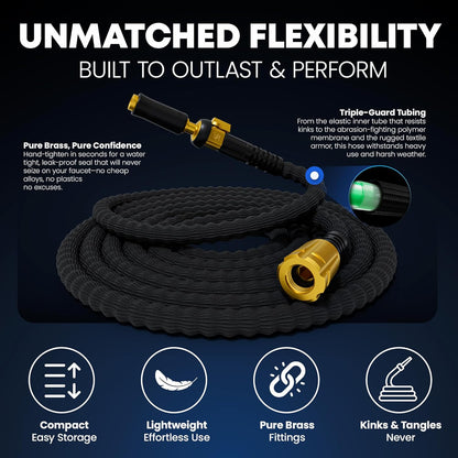 TITAN Flexible Garden Hose 100FT – Ultra Lightweight, Heavy Duty Water Hose with Brass Fittings &