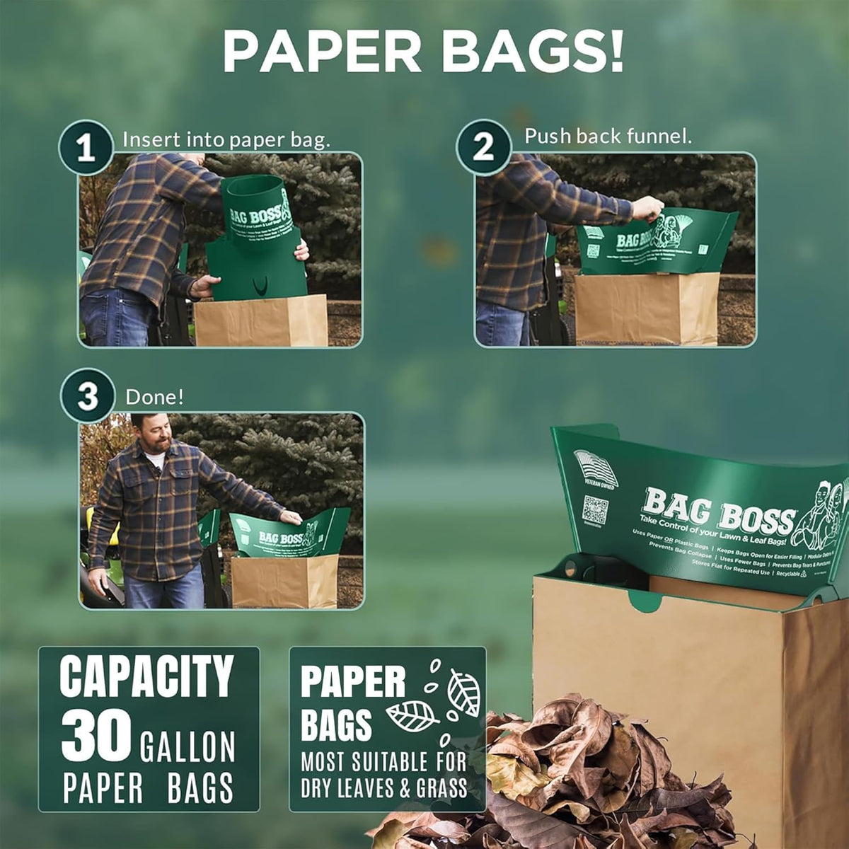 Lawn & Leaf Bag Holder Stand | Fits 33-55 Gallon Paper or Plastic Yard Waste Bags | Durable