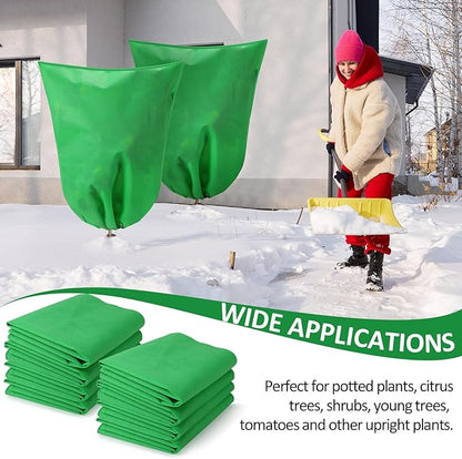 12 Packs Winter Plant Covers Freeze Protection Drawstring Tree Cover 23.62 x 31.5 in Large Reusable