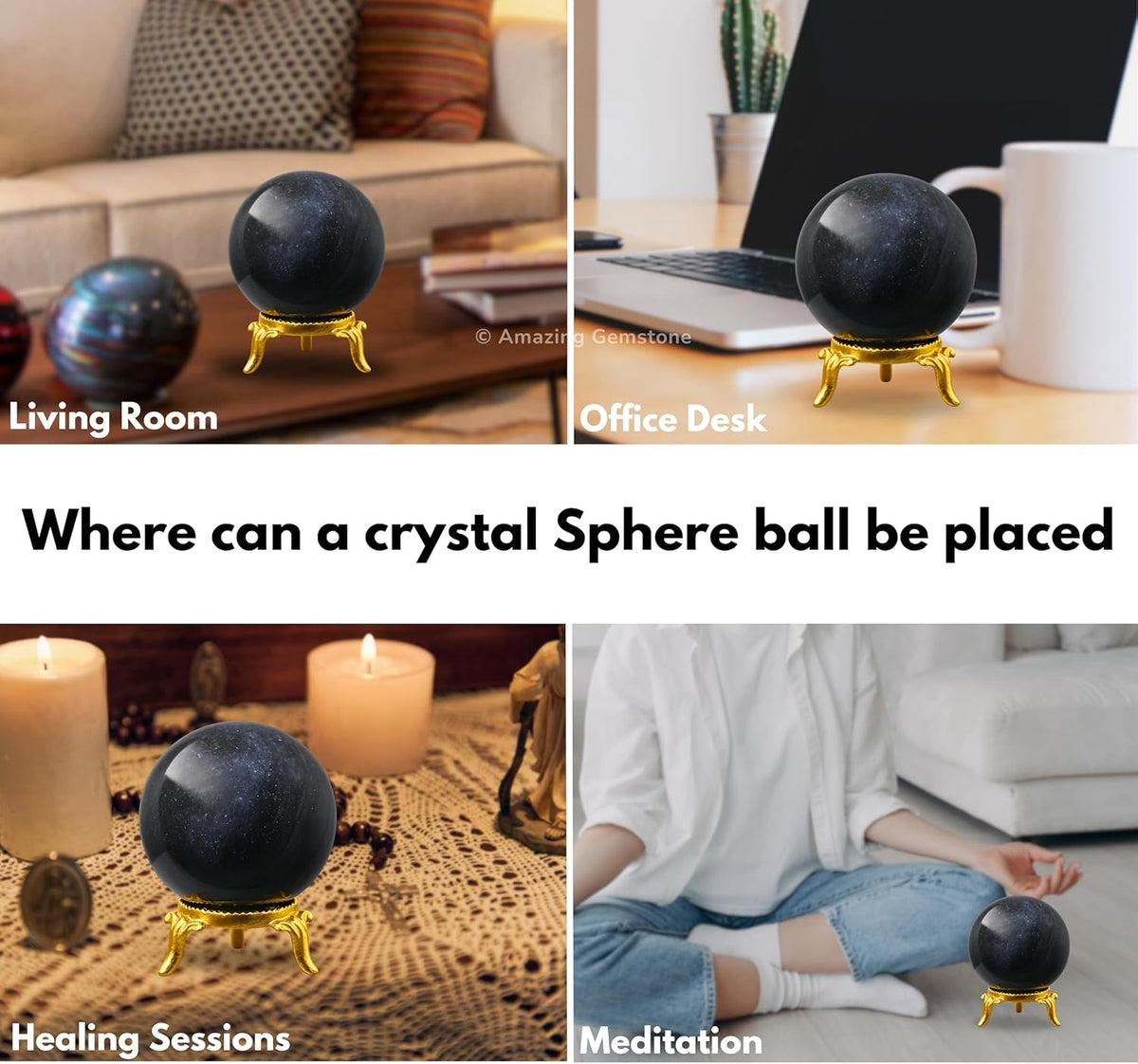 Amazing Gemstone Blue Aventurine Crystal Ball with Stand - 2" Inches Crystal Sphere Meditation