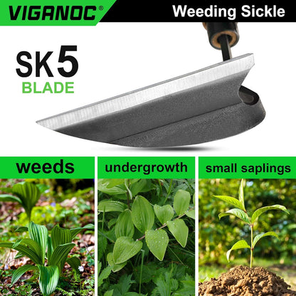 Japanese Wide Blade Garden Tool - Premium Quality Hand Hoes/Weeding Sickle is Very Sharp for Quick