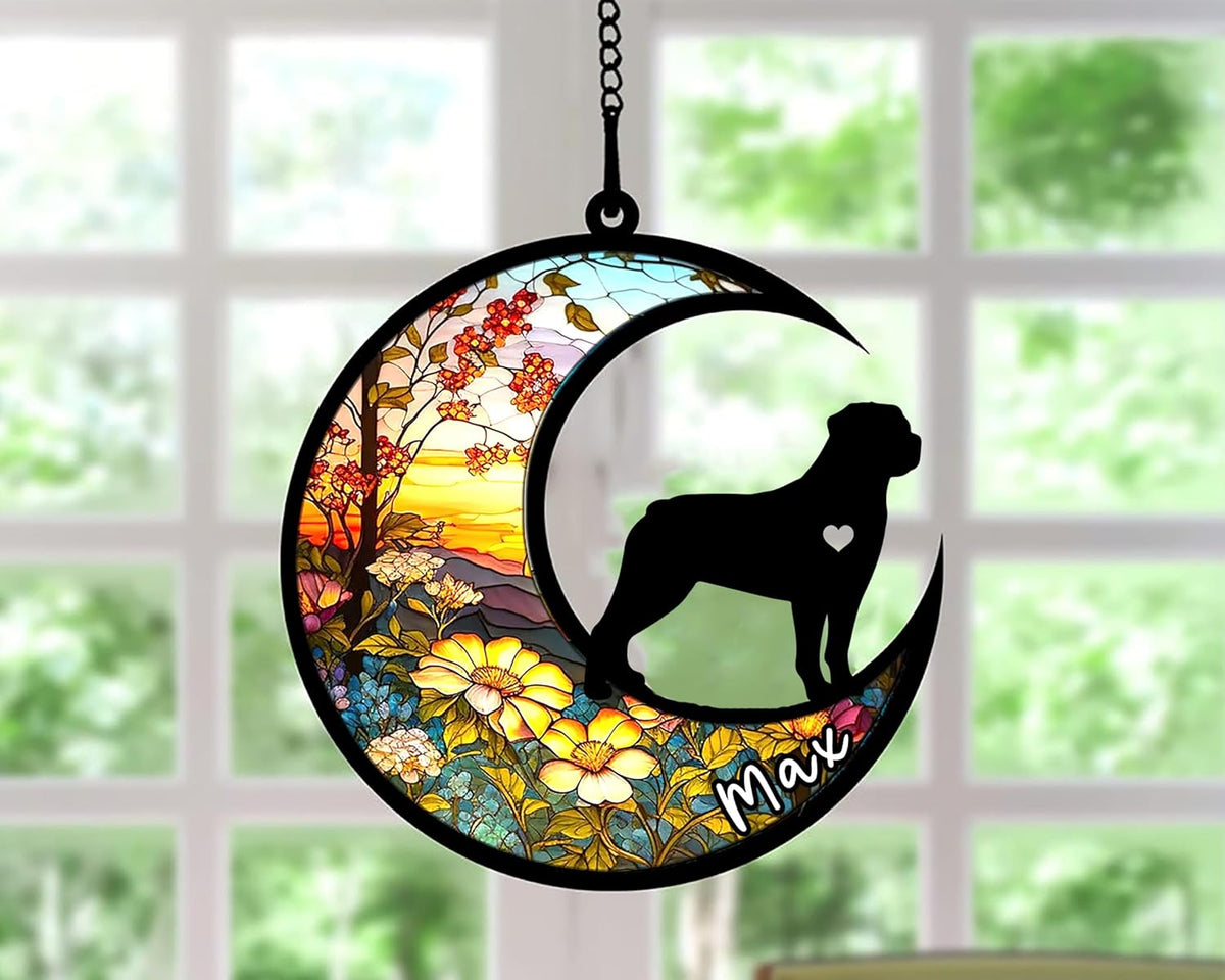 Personalized Dog Memorial, Custom Name Rottweiler (Tan) Dog Christmas Ornament with Name, Custom