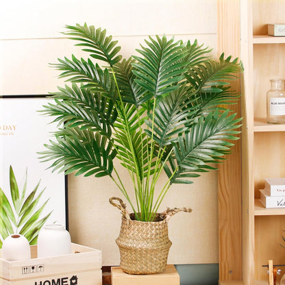 Der Rose Fake Palm Tree 28Inch Faux Plant Potted Tall Fake Plant with Hand-Woven Baskets Artificial