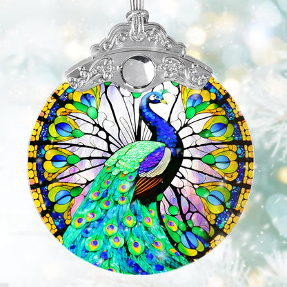 Stained Glass Suncatcher, Jocidea Peacock Ornament, Christmas Ornaments, Holidays Ornaments