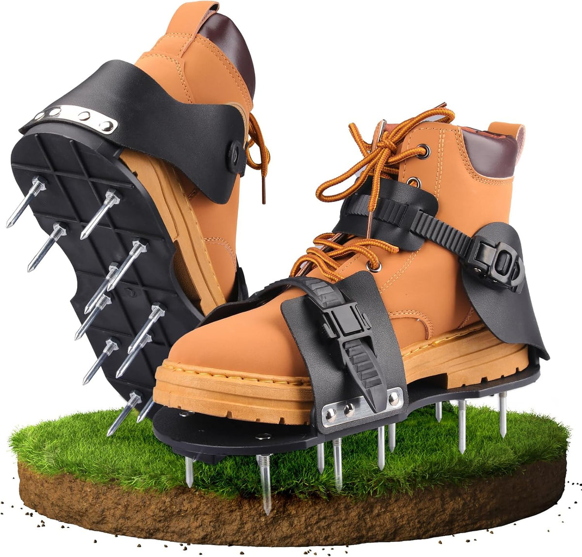 Lawn Aerator Shoes, Aerator Shoes with Adjustable Loop Strap and Snap-On Buckle, with 26 Stainless