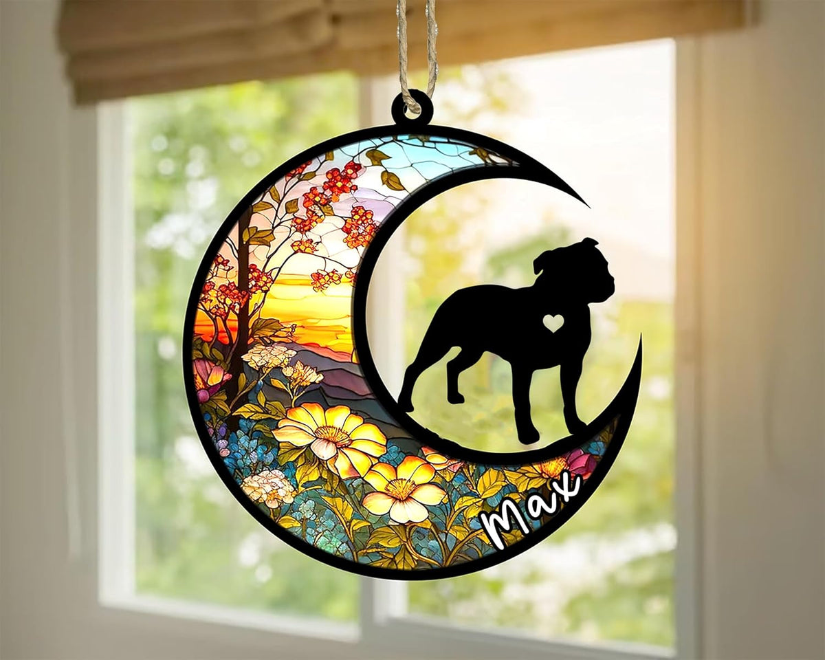 Personalized Dog Memorial, Custom Name Staffordshire Bull Terrier Dog Christmas Ornament, Custom