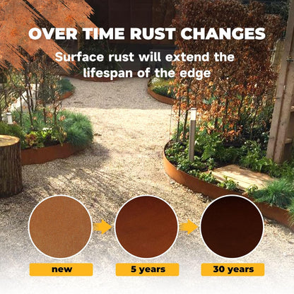 Cor Ten Steel Metal Landscape Edging 40 inch with Top Bending Protection Pre-Rusted Cor Ten Steel