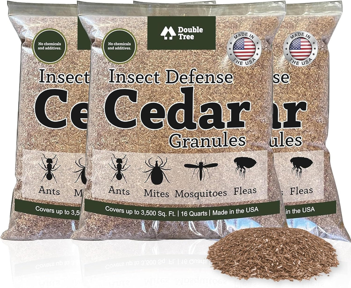 Double Tree Home and Garden Cedar Granules | Repels Fleas, Ticks, Ants, and Mosquitos | Rich Cedar