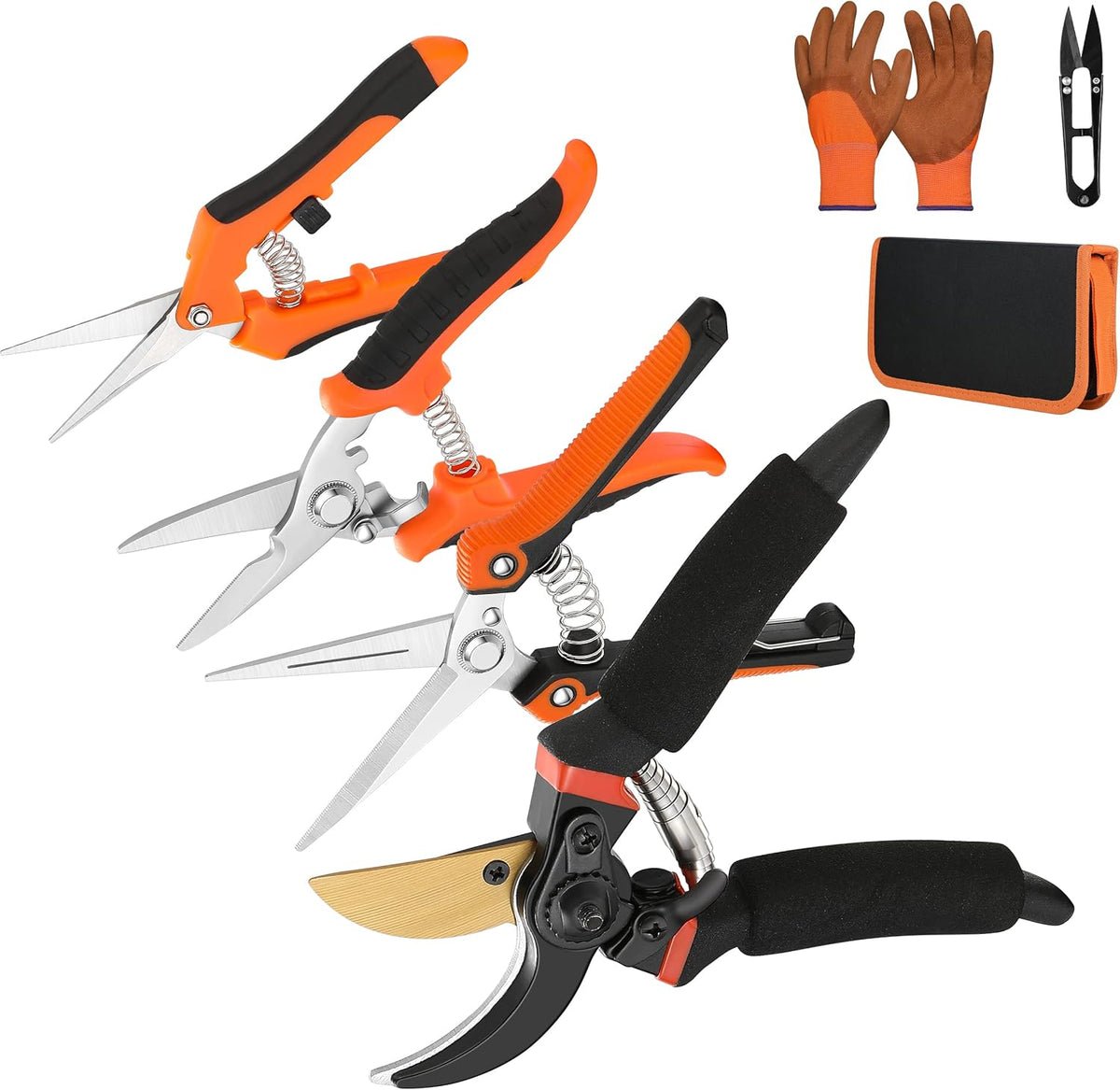 5 pack Garden Pruning Shears Stainless Steel Blades, Handheld Scissors Set with Gardening