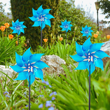 Hausse 10 Pack Reflective Pinwheels Wind Spinner, Extra Sparkly Pinwheel with Stakes, Bird