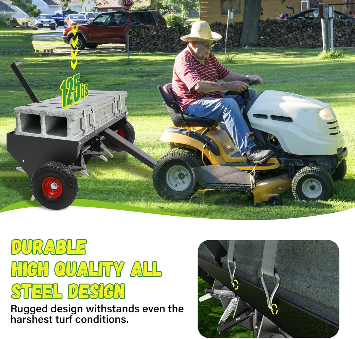 Doniks 48-Inch Tow Behind Lawn Plug Aerator with Universal Hitch, Lawn Aerator Tow Behind with 30