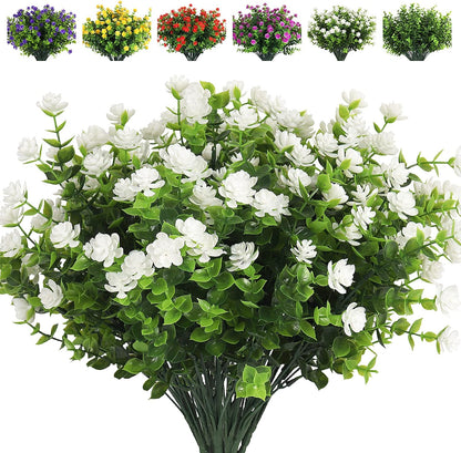RECUTMS Artificial Flowers, Fake Boxwood Outdoor UV Resistant Plants Artificial Springs Flowers