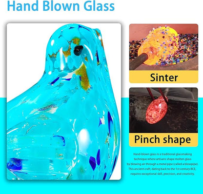 Solar Bird Garden Stake Lights - Hand Blown Glass Decorative Garden Pathway Lights Outdoor