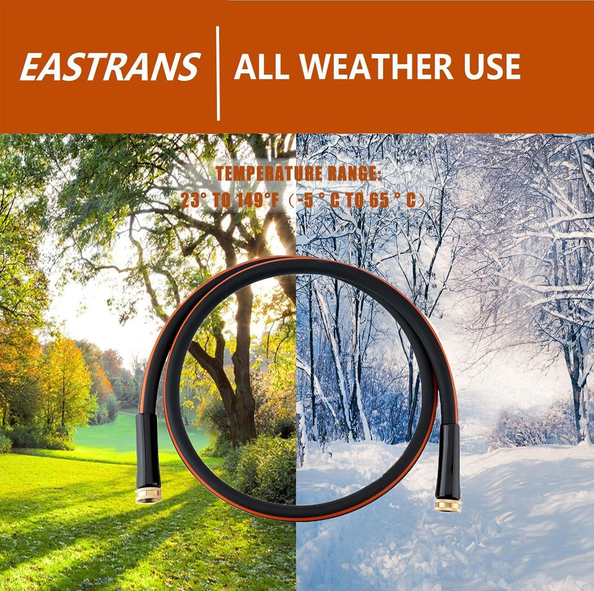 EASTRANS Female to Female Garden Hose 5 ft x 5/8", Heavy Duty Short Water Hose with 3/4" Solid