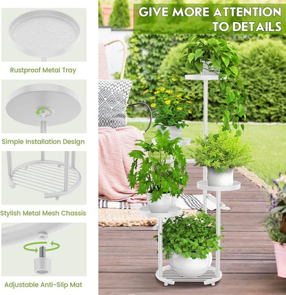 TOSKING 5 Tier Metal Plant Stand Indoor, Plant Shelf, Corner Shelf Flower Pot Stand for Outdoor