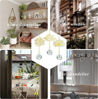 H&D HYALINE & DORA Suncatchers Lotus Leaf Pendant with Crystal Prisms Window Hang Sun Catcher