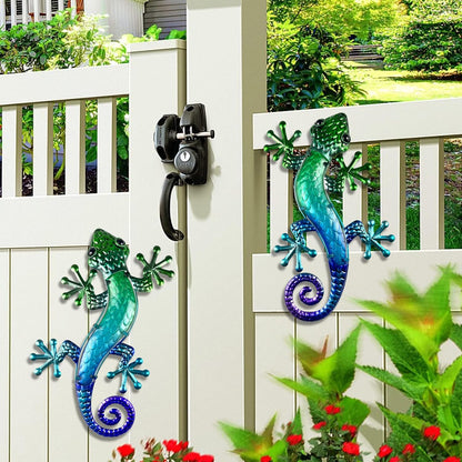 HONGLAND Metal Gecko Wall Art 15 Inch Lizard Outdoor Decor Lizards Garden Sculpture for Yard Fence