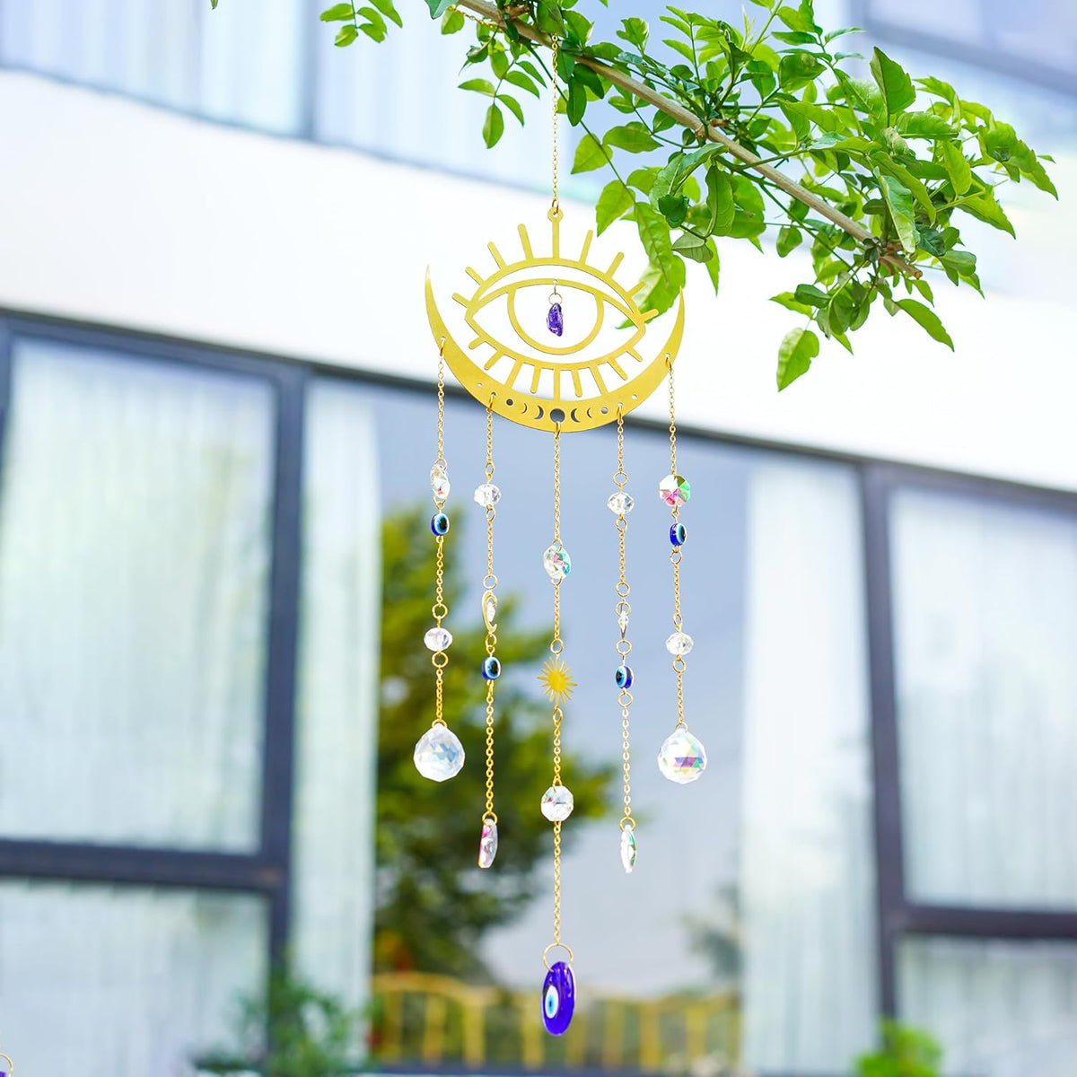 H&D HYALINE & DORA Crystal Suncatcher Evil Eye Sun Catchers for Windows Hanging Indoor Outdoor Home