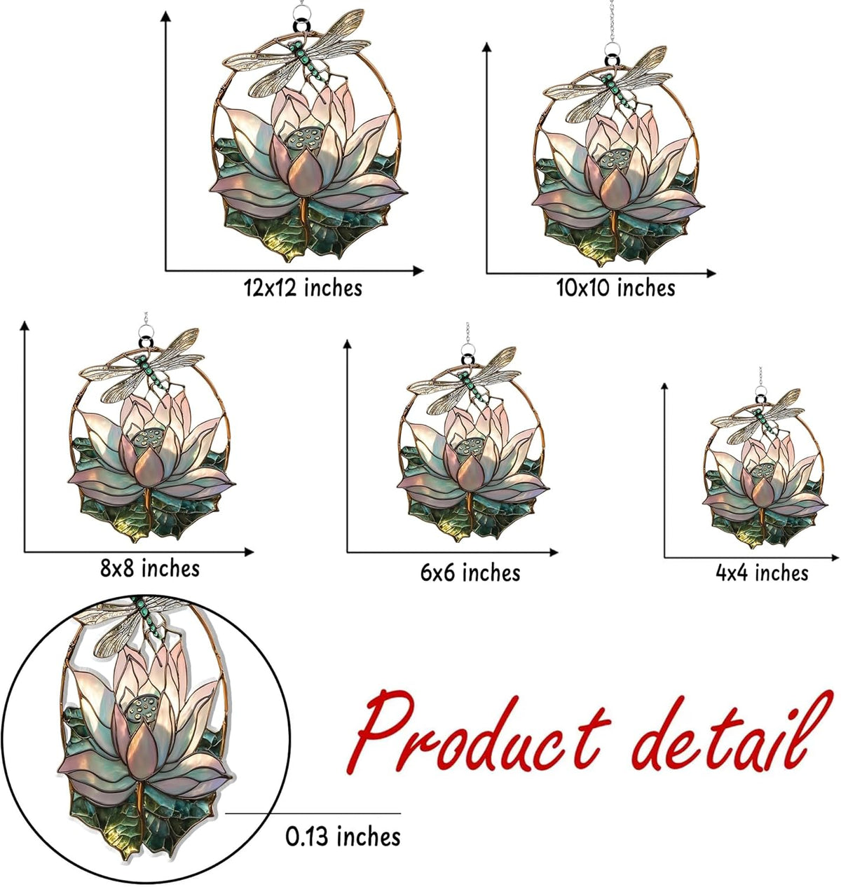 Dragonfly Lotus Acrylic Suncatcher Stained Glass Effect Window Car Hanging Christmas Ornament