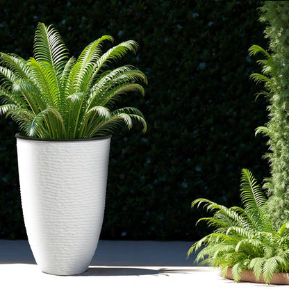 WORTH Garden 2-Pack 21" H. White Tall Planters with Inside Pots - 14'' Dia Plastic Large Round