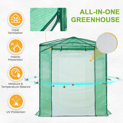 EAGLE PEAK Replacement Cover for 8x6 Portable Pop up Greenhouse, Dual Roll-up Zipper PE Door &