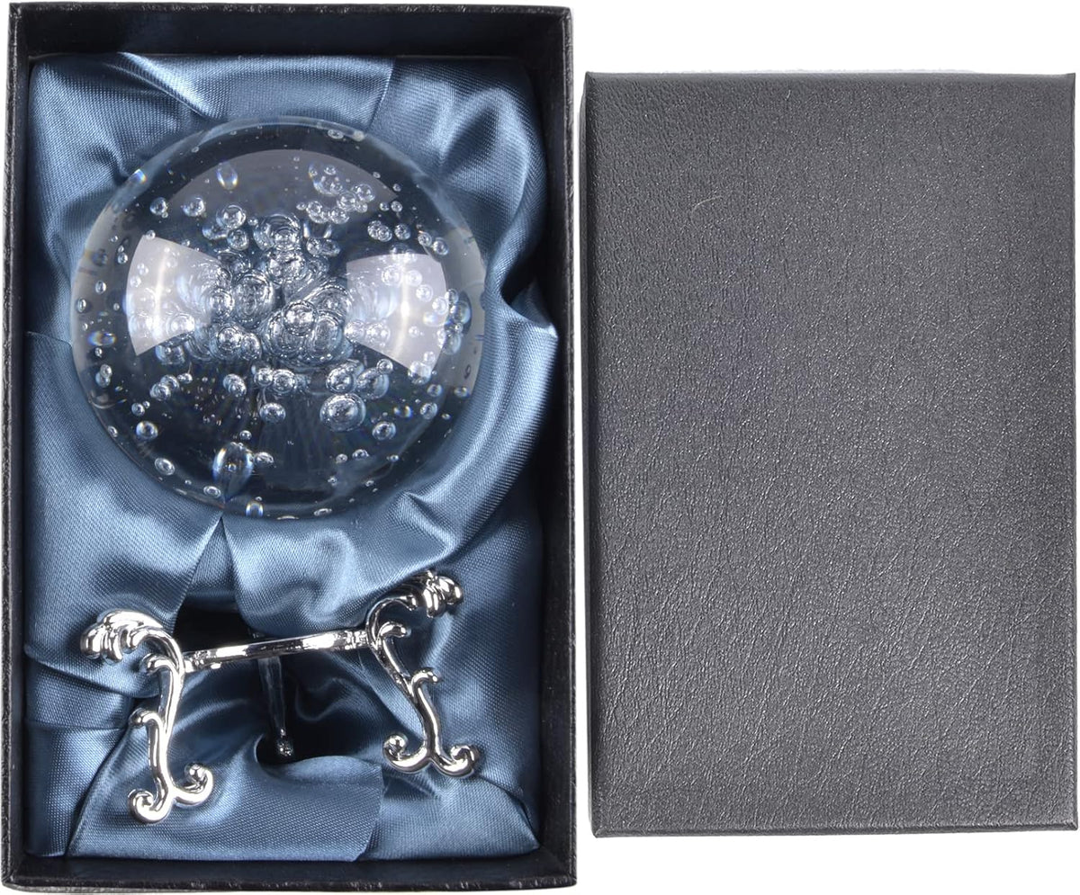 ChezMax Crystal 3 inch (80mm) Bubble Crystal Ball Paperweight Gorgeous Glass Ball for Decorative