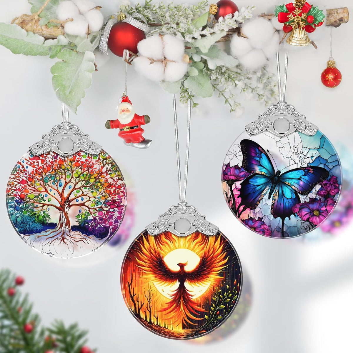 Phoenix Stained Glass Ornament, Christmas Ornaments, Christmas Tree Decorations, Phoenix Christmas