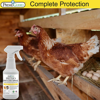Poultry Spray by Premo Guard – 16 oz – Treat Mites, Fleas, Flies, and Lice – Effective Plant Based