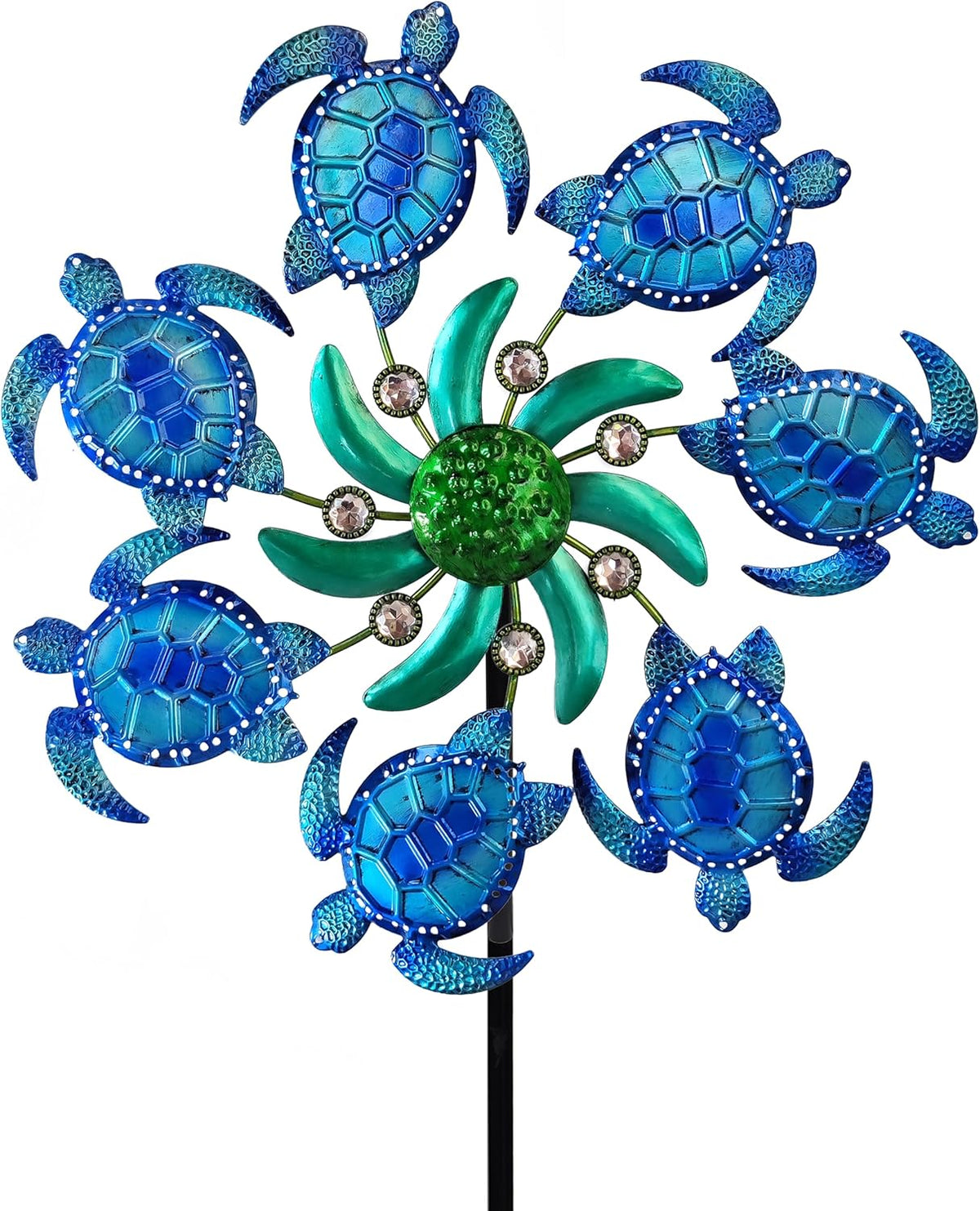 39" Sea Turtle Wind Spinners Metal Garden Stake-Outdoor Ocean Theme Wind Spinners - Metal Stake