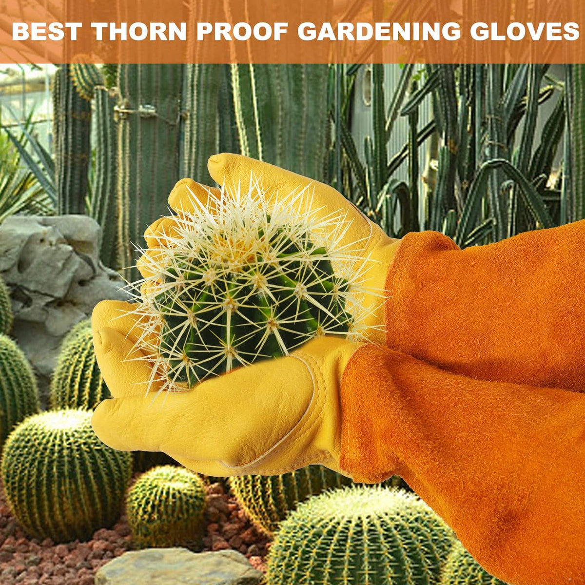 Long Gardening-Gloves Women/Men-Thorn proof Rose Pruning Heavy Duty Gauntlet-S