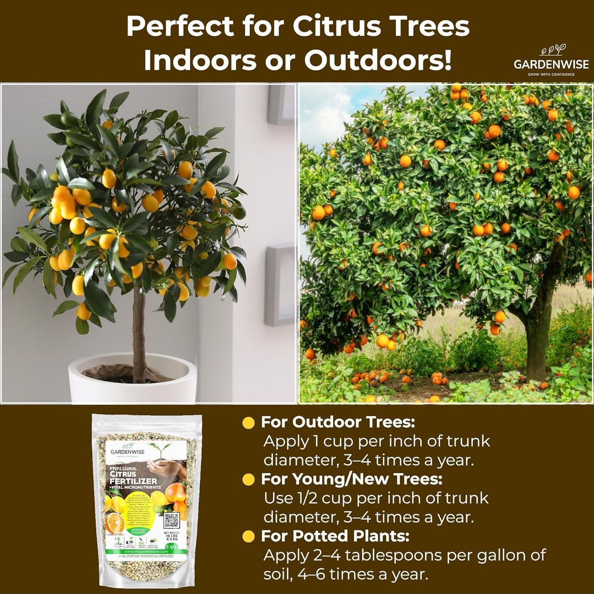 Professional Citrus Fertilizer + Vital Micronutrients; Perfect Balanced NPK for All Citrus; for